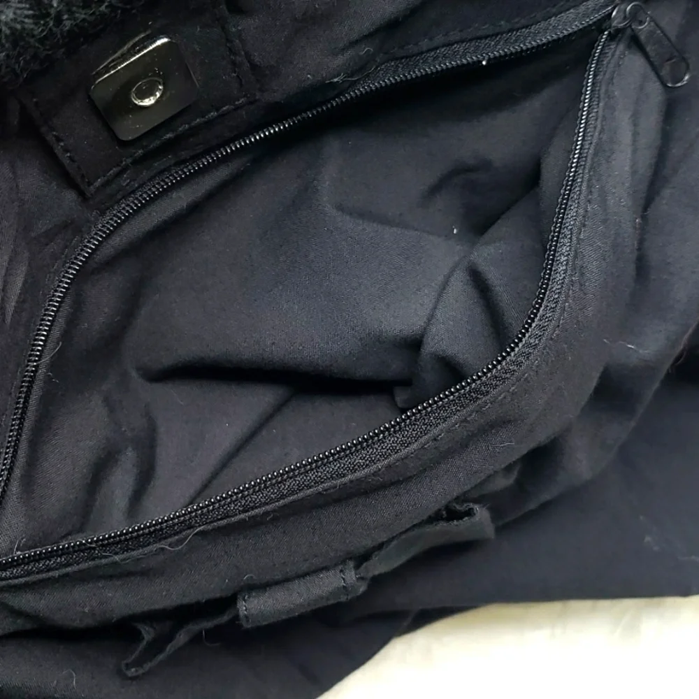 Vintage Sweater cable knit bag purse black pom pom